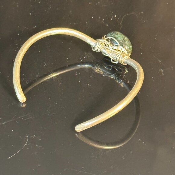 Genuine Untreated Natural Emerald Sterling Silver Bracelet Cuff 925 Handmade - Picture 8 of 10